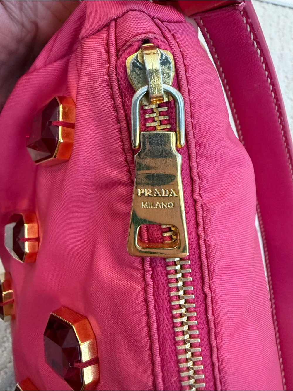 Prada Tessuto nylon jeweled crystal y2k shoulder bag - Picture 8 of 17